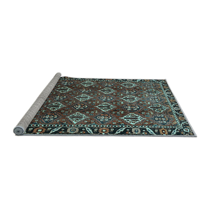 Sideview of Machine Washable Persian Light Blue Traditional Rug, wshtr544lblu