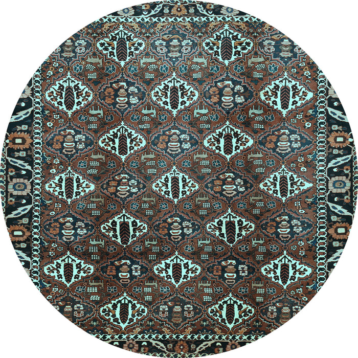 Round Machine Washable Persian Light Blue Traditional Rug, wshtr544lblu