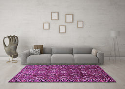 Machine Washable Persian Purple Traditional Area Rugs in a Living Room, wshtr544pur
