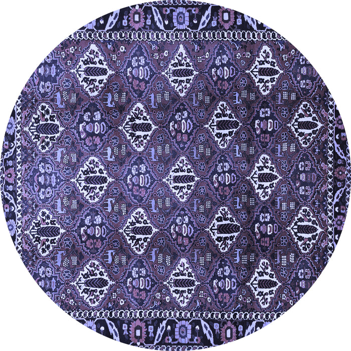 Round Machine Washable Persian Blue Traditional Rug, wshtr544blu