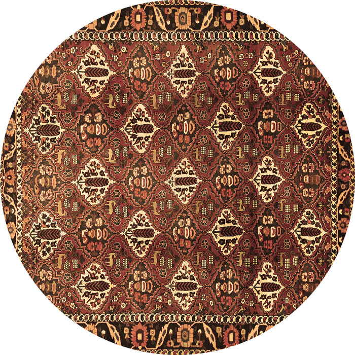 Round Machine Washable Persian Brown Traditional Rug, wshtr544brn