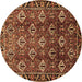 Round Machine Washable Persian Brown Traditional Rug, wshtr544brn