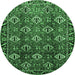 Round Machine Washable Persian Emerald Green Traditional Area Rugs, wshtr544emgrn