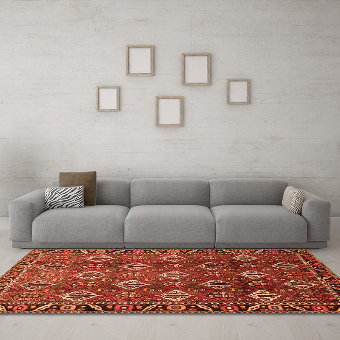 Machine Washable Persian Orange Traditional Area Rugs in a Living Room, wshtr544org