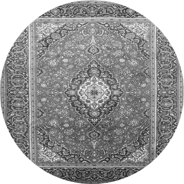 Machine Washable Medallion Gray Traditional Rug, wshtr545gry