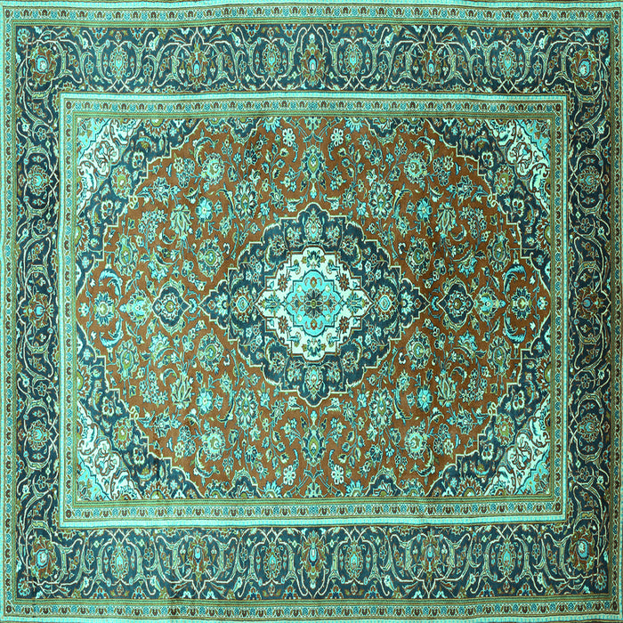Square Medallion Turquoise Traditional Rug, tr545turq