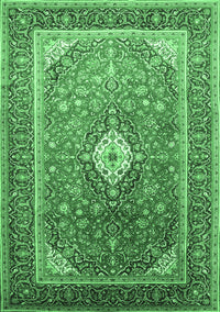 Medallion Emerald Green Traditional Rug, tr545emgrn