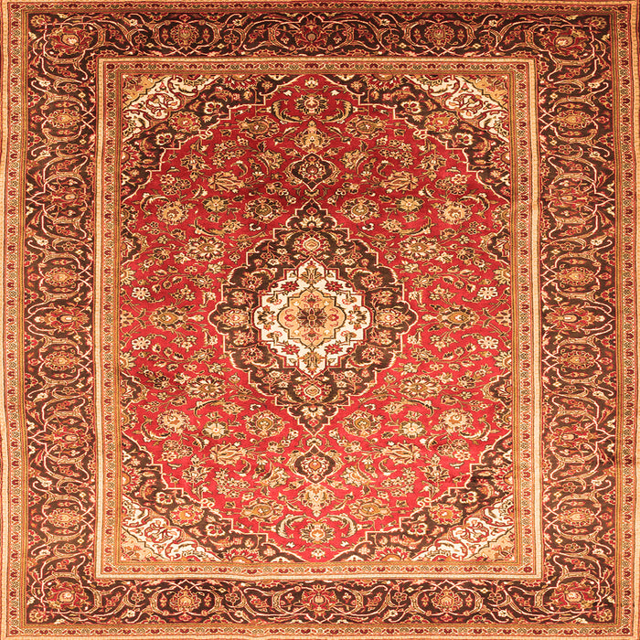 Serging Thickness of Medallion Orange Traditional Rug, tr545org