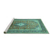 Sideview of Machine Washable Medallion Turquoise Traditional Area Rugs, wshtr545turq