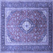 Square Medallion Blue Traditional Rug, tr545blu