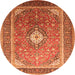 Machine Washable Medallion Orange Traditional Area Rugs, wshtr545org