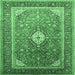 Square Medallion Emerald Green Traditional Rug, tr545emgrn