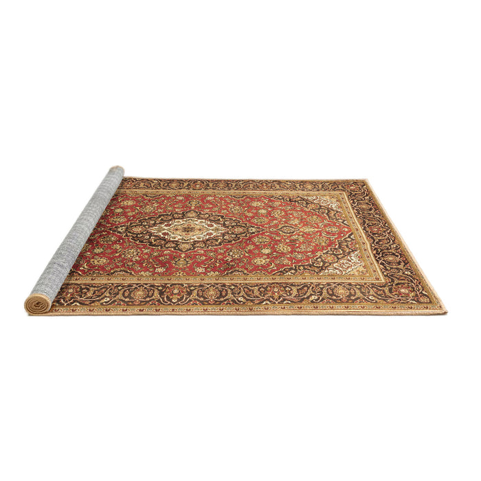 Sideview of Machine Washable Medallion Brown Traditional Rug, wshtr545brn