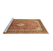 Sideview of Machine Washable Medallion Brown Traditional Rug, wshtr545brn