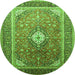 Machine Washable Medallion Green Traditional Area Rugs, wshtr545grn