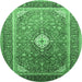 Round Medallion Emerald Green Traditional Rug, tr545emgrn