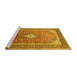 Sideview of Machine Washable Medallion Yellow Traditional Rug, wshtr545yw