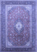 Machine Washable Medallion Blue Traditional Rug, wshtr545blu