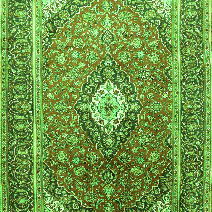 Serging Thickness of Machine Washable Medallion Green Traditional Area Rugs, wshtr545grn