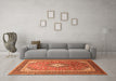 Machine Washable Medallion Orange Traditional Area Rugs in a Living Room, wshtr545org