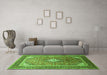 Machine Washable Medallion Green Traditional Area Rugs in a Living Room,, wshtr545grn