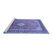 Sideview of Machine Washable Medallion Blue Traditional Rug, wshtr545blu