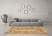 Machine Washable Medallion Brown French Rug in a Living Room,, wshtr546brn