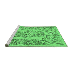 Sideview of Machine Washable Medallion Emerald Green French Area Rugs, wshtr546emgrn