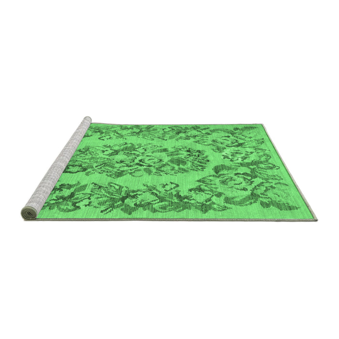 Sideview of Machine Washable Medallion Emerald Green French Area Rugs, wshtr546emgrn