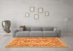 Machine Washable Medallion Orange French Area Rugs in a Living Room, wshtr546org