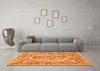 Machine Washable Medallion Orange French Rug, wshtr546org