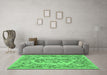 Machine Washable Medallion Emerald Green French Area Rugs in a Living Room,, wshtr546emgrn