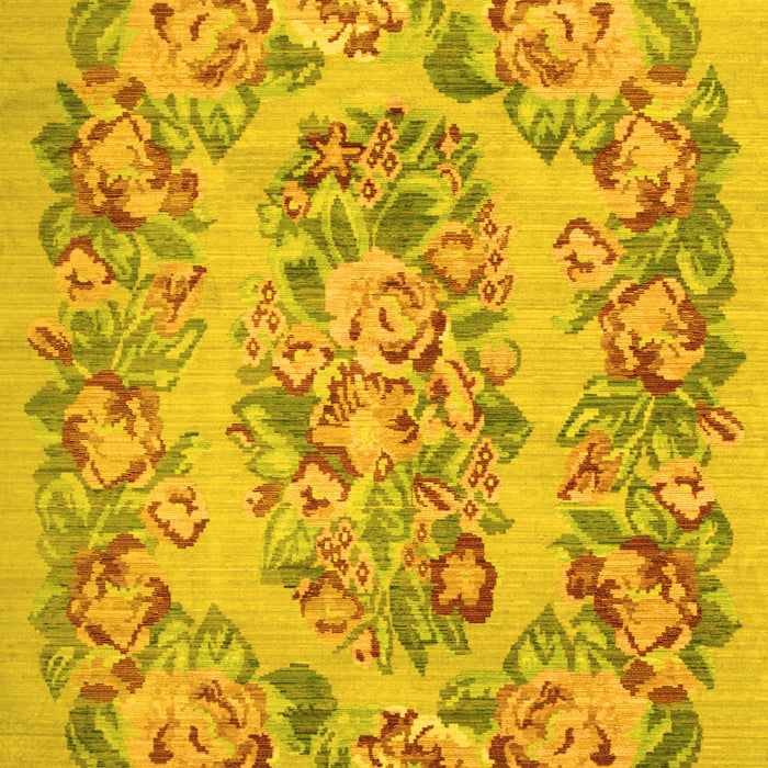 Machine Washable Medallion Yellow French Rug, wshtr546yw