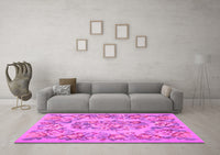 Machine Washable Medallion Pink French Rug, wshtr546pnk