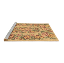 Sideview of Machine Washable Medallion Brown French Rug, wshtr546brn