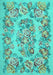 Machine Washable Medallion Turquoise French Area Rugs, wshtr546turq