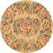 Round Medallion Brown French Rug, tr546brn