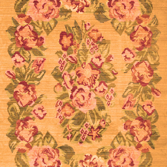 Serging Thickness of Machine Washable Medallion Orange French Area Rugs, wshtr546org