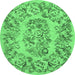 Round Medallion Emerald Green French Rug, tr546emgrn