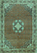 Machine Washable Medallion Turquoise Traditional Area Rugs, wshtr547turq