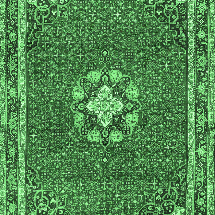 Machine Washable Medallion Emerald Green Traditional Area Rugs, wshtr547emgrn