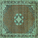 Square Medallion Turquoise Traditional Rug, tr547turq