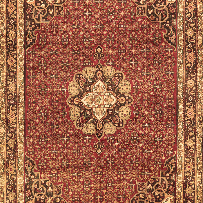 Machine Washable Medallion Brown Traditional Rug, wshtr547brn