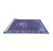 Sideview of Machine Washable Medallion Blue Traditional Rug, wshtr547blu