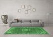 Machine Washable Medallion Emerald Green Traditional Area Rugs in a Living Room,, wshtr547emgrn