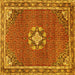 Square Machine Washable Medallion Yellow Traditional Rug, wshtr547yw