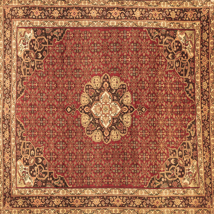 Square Machine Washable Medallion Brown Traditional Rug, wshtr547brn