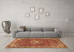 Machine Washable Medallion Brown Traditional Rug in a Living Room,, wshtr547brn