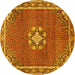 Round Medallion Yellow Traditional Rug, tr547yw