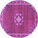 Round Machine Washable Medallion Purple Traditional Area Rugs, wshtr547pur